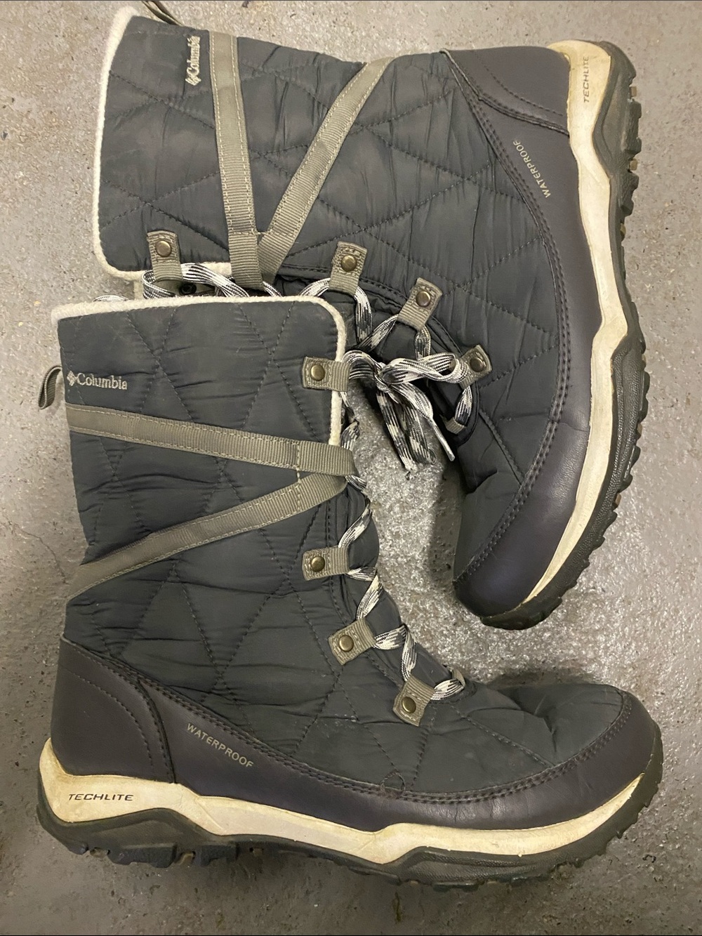 Columbia Women's Dark Gray Quilted Waterproof Winter Boots